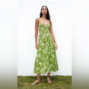 Zara green/ecru cutout dress size Medium